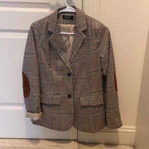 Plaid Elbow-Patch Blazer